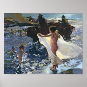 Poster Joaquín Sorolla- baignant le temps
