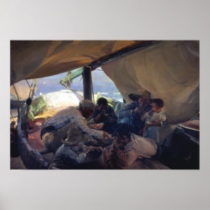 Poster Joaquin Sorolla - Déjeuner sur le bateau