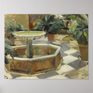 Poster Joaquin Sorolla - Fontaine dans une cour