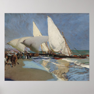Poster Joaquin Sorolla - La plage de Valence