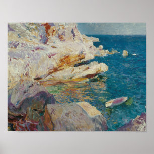 Poster Joaquin Sorolla-Rocks de Javea et le Bateau Blanc