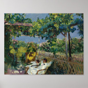 Poster Joaquin Sorolla - Siesta dans le jardin
