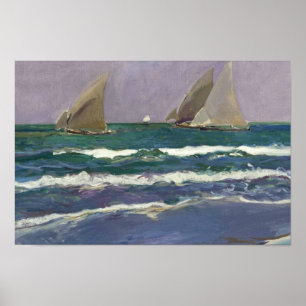 Poster Joaquin Sorolla - Voiles de navires dans la mer
