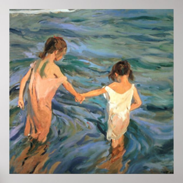 Poster Joaquín Sorolla y Bastida Enfants dans la mer (Devant)