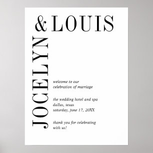 Poster Jocelyn Mariage moderne noir et blanc