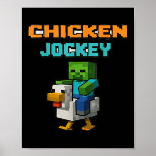 Poster Jockey de poulet Zombie Pixel Art Zombie Joueur dr