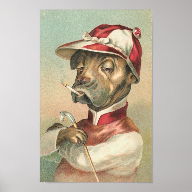 Poster Jockey vintage chien (Devant)