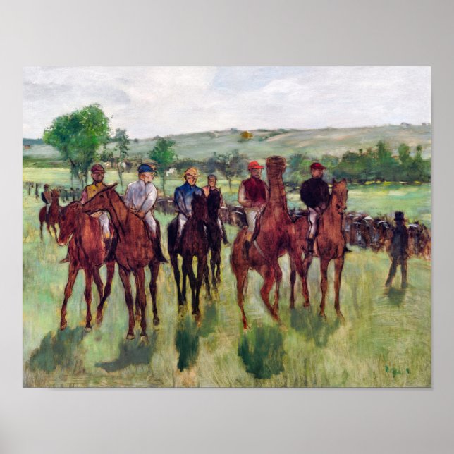 Poster Jockeys et chevaux de course, Edgar Degas (Devant)