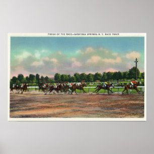 Poster Jockeys Finissant la course de chevaux sur la pist