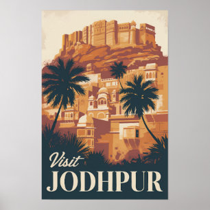Poster Jodhpur Inde Illustration Voyage Art Vintage