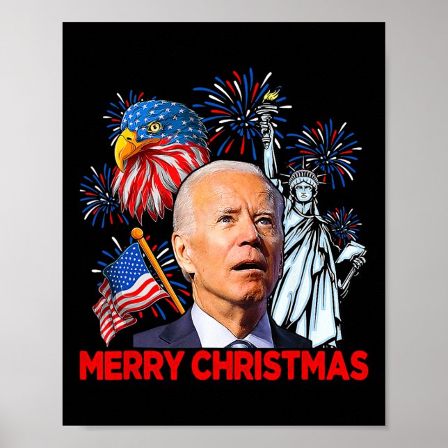 Poster Joe Biden Confus Patriotique Joyeux Noël Pour 4 (Devant)