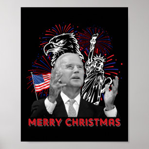 Poster Joe Biden drôle Joyeux Noël en juillet Drapeau amé