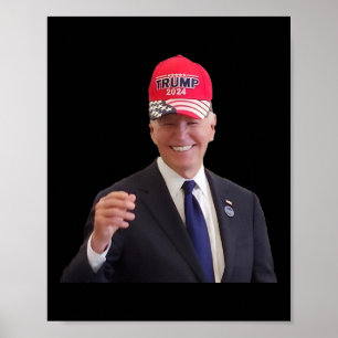 Poster Joe Biden drôle porte la casquette Trump 2024