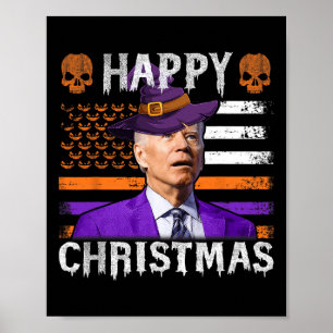 Poster Joe Biden Joyeux Halloween Joyeux Noël NOUS Drapea