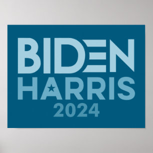 Poster Joe Biden Kamala Harris 2024 bleu blanc