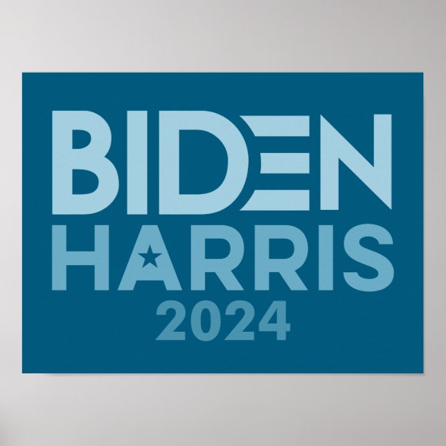 Poster Joe Biden Kamala Harris 2024 bleu blanc (Devant)