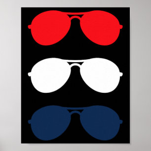 Poster Joe Biden Lunettes de soleil Rouge Blanc Bleu Bleu