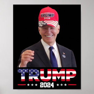 Poster Joe Biden Portant Un Casquette Trump 1