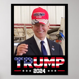 Poster Joe Biden portant un chapeau Trump
