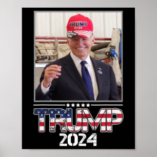 Poster Joe Biden portant un chapeau Trump Élection Drôle