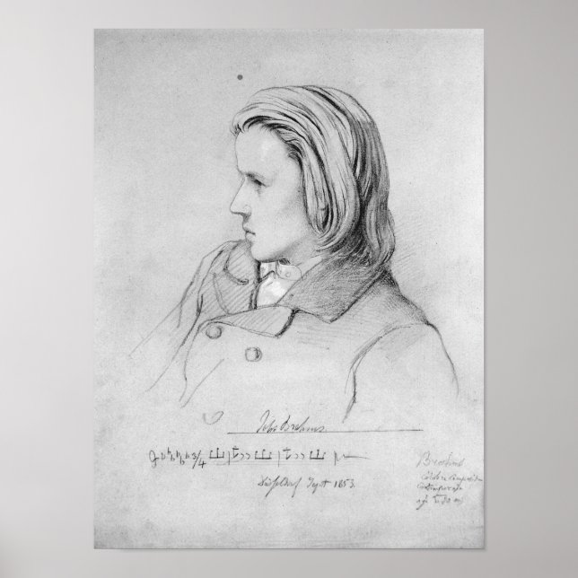 Poster Johannes Brahms, 20 ans, 1853 (Devant)