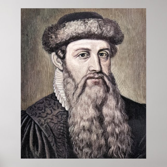 Poster Johannes Gutenberg - Inventeur (Devant)