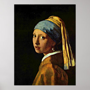 Poster Johannes Vermeer art - Fille avec une oreille perl