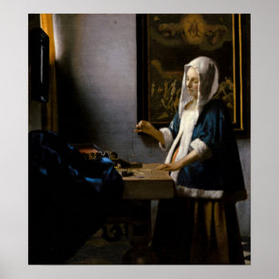 Poster Johannes Vermeer - Femme tenant un équilibre