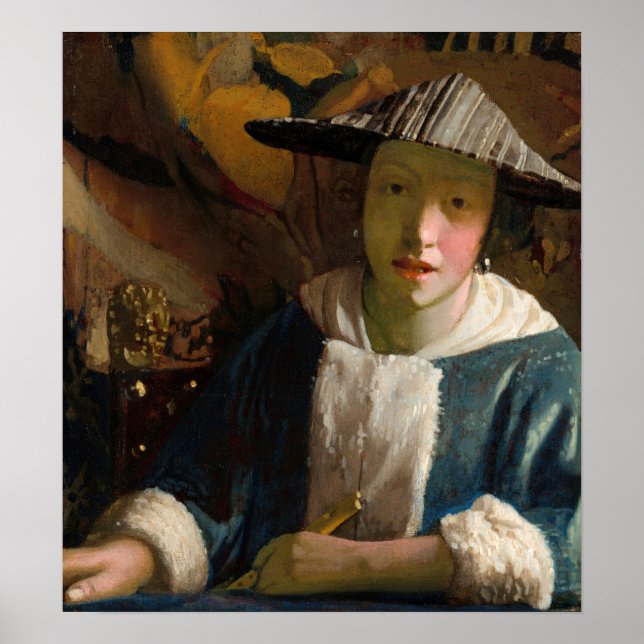 Poster Johannes Vermeer - Fille avec une Flûte (Devant)