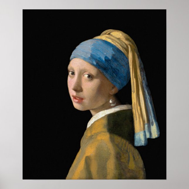 Poster Johannes Vermeer - Fille avec une oreille perle (Devant)