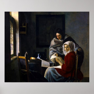 Poster Johannes Vermeer - Jeune Fille interrompue à sa mu