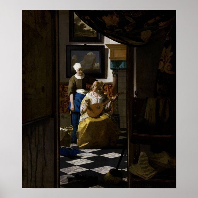 Poster Johannes Vermeer - La lettre d'amour (Devant)