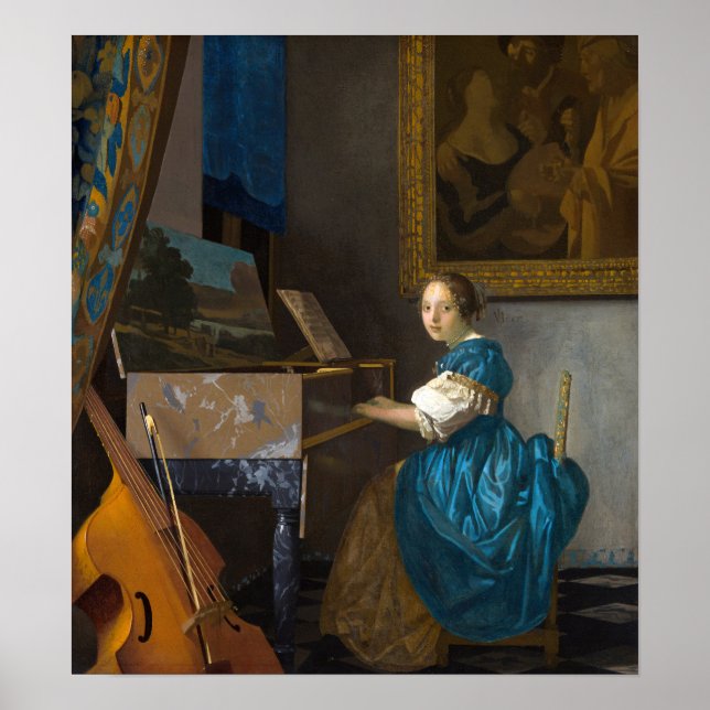 Poster Johannes Vermeer - Lady assise à une virginale (Devant)