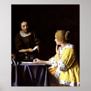 Poster Johannes Vermeer - Maîtresse et Servante
