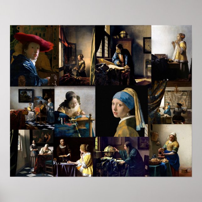 Poster Johannes Vermeer - Masterpieces Patchwork (Devant)