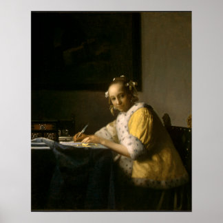 Poster Johannes Vermeer, une dame écrivant une lettre