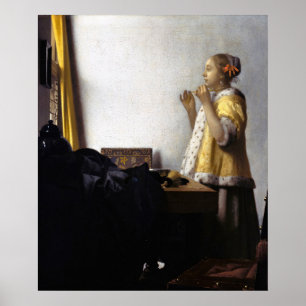 Poster Johannes Vermeer - Young Woman with Pearl Necklace
