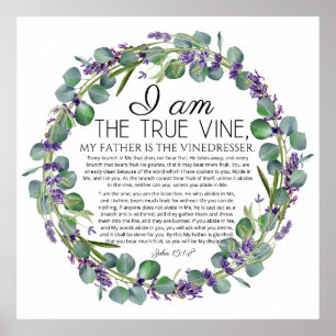 Poster John 15:1-8 Eucalyptus Lavender Écriture Florale