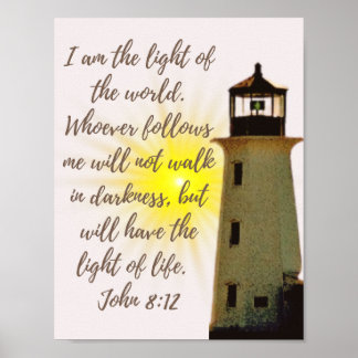 Poster John 8:12 avec phare