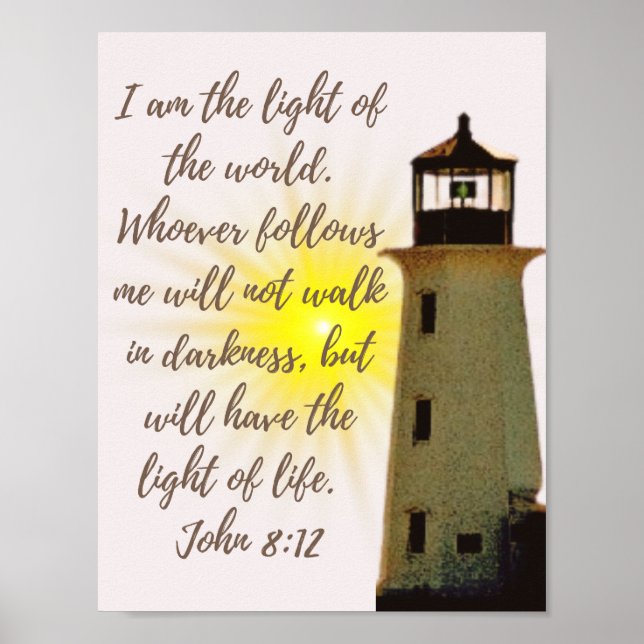 Poster John 8:12 avec phare (Devant)