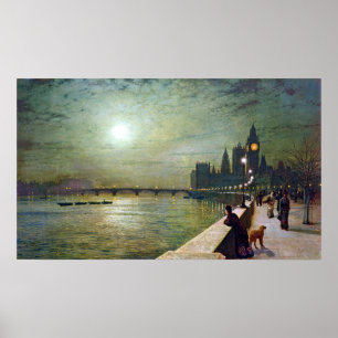 Poster John Atkinson Grimshaw Réflexions sur la Tamise