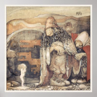 John Bauer Troll couple Princesse bébé Changelins