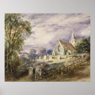 Poster John Constable Église Stoke Poges, 1833 (avec al