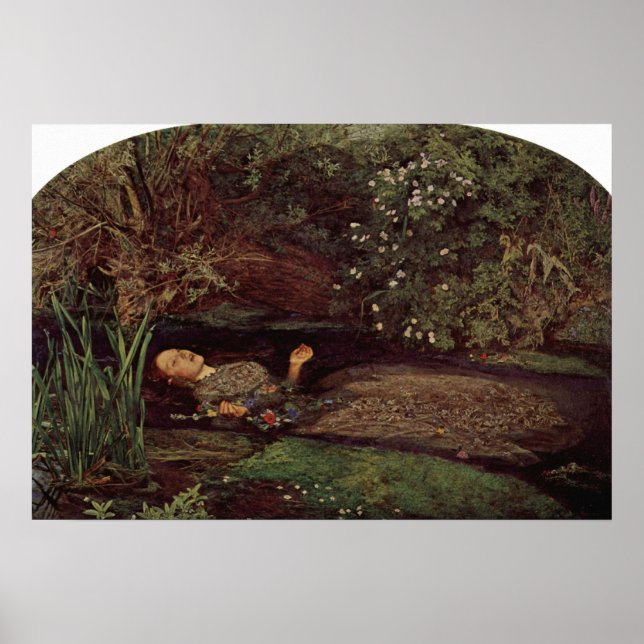 Poster John Everett Millais - Ophélie (Devant)