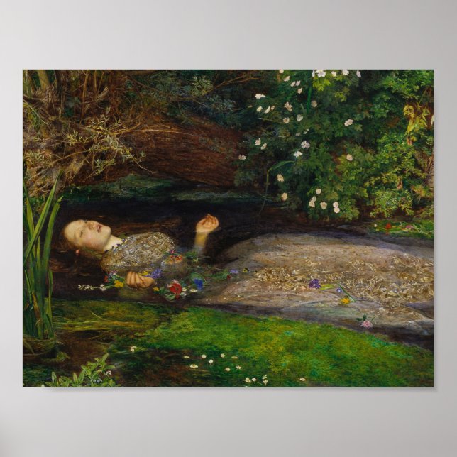 Poster John Everett Millais - Ophélie (Devant)