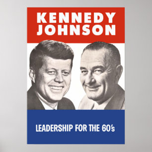 Poster John F. Campagne Kennedy & Lyndon B Johnson des an