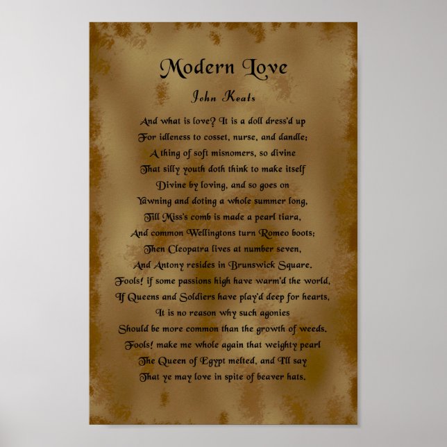 Poster John Keats, Amour Moderne (Devant)