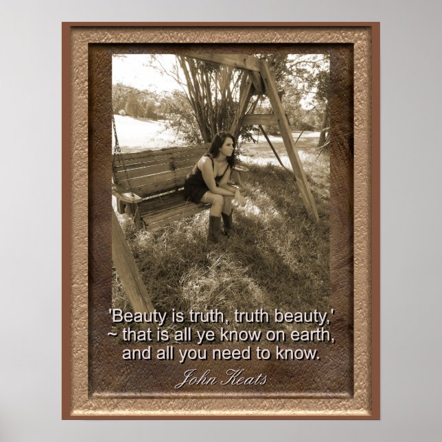 Poster John Keats Citation - Art Print - La beauté est la (Devant)