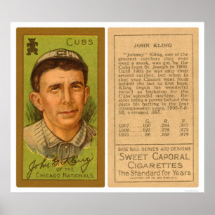 Poster John Kling Cubs Baseball 1911
