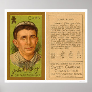Poster John Kling Cubs Baseball 1911